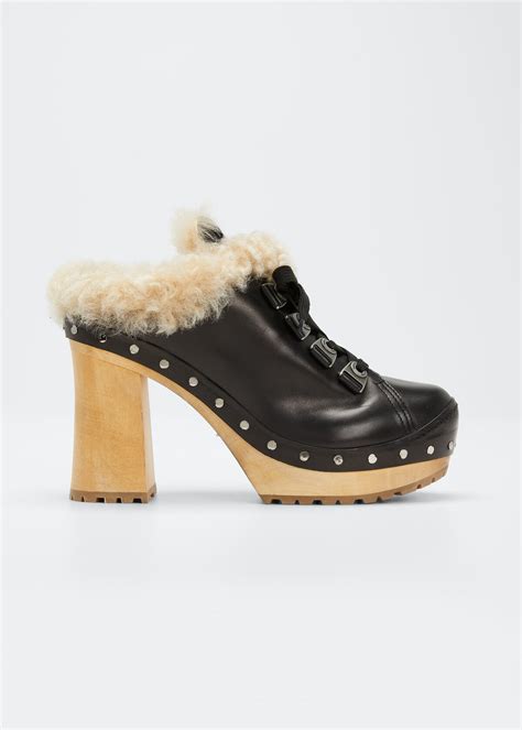 miu miu shearling clogs|miu mules for sale.